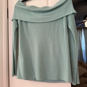 ANTONIO MELANI Light Green Off-Shoulder Long Sleeve Top
